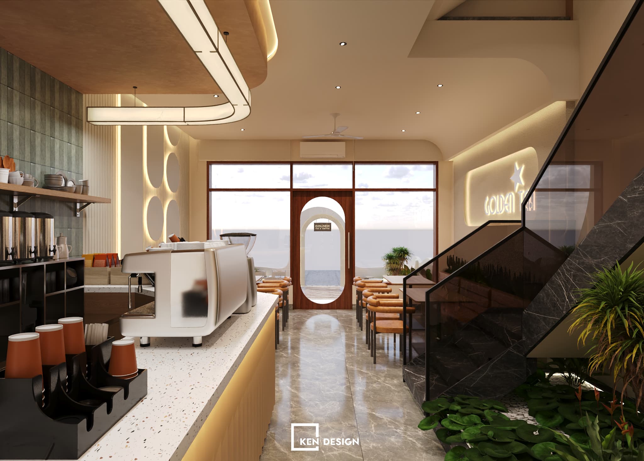 Thiết kế quán Golden tea & coffee tại Hưng Yên